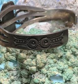 Vintage, 1930's Native American Sterling Silver & Turquoise Bracelet, 28.7g