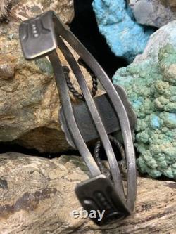 Vintage, 1930's Native American Sterling Silver & Turquoise Bracelet, 28.7g