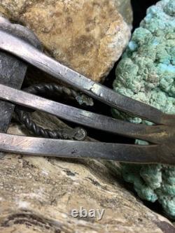 Vintage, 1930's Native American Sterling Silver & Turquoise Bracelet, 28.7g