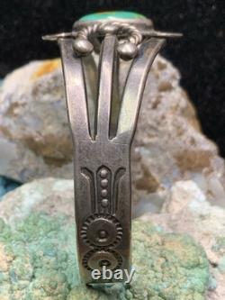 Vintage, 1930's Native American Sterling Silver & Turquoise Bracelet, 28.7g