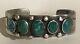 Vintage 1930's Navajo Indian Silver Green & Blue Turquoise Cuff Bracelet