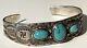 Vintage 1930's Navajo Indian Silver Turquoise Whirling Logs Cuff Bracelet