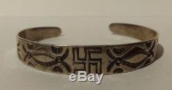 Vintage 1930's Navajo Indian Silver Whirling Log Cuff Bracelet