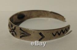 Vintage 1930's Navajo Indian Silver Whirling Log Cuff Bracelet