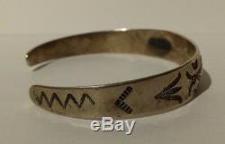 Vintage 1930's Navajo Indian Silver Whirling Log Cuff Bracelet