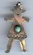 Vintage 1930's Navajo Indian Stamped Silver Turquoise Figural Person Pendant