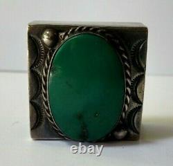 Vintage 1930s Navajo Indian Silver Turquoise Scarf Slide Or Buckle Part