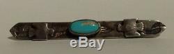 Vintage 1940's Harvey Navajo Indian Sterling Silver Turquoise Thunderbirds Pin