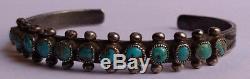 Vintage 1940's Navajo Indian Silver & Turquoise Cuff Bracelet