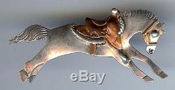 Vintage 1940's Navajo Indian Sterling Silver & Copper Horse Pin Brooch