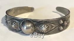 Vintage 1940's Small Wrist Navajo Indian Stamped Arrows Sterling Cuff Bracelet