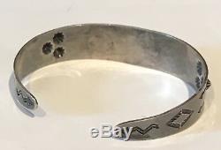 Vintage 1940's Small Wrist Navajo Indian Stamped Arrows Sterling Cuff Bracelet