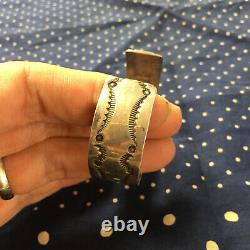 Vintage 1940s Fred Harvey Era Coin Silver Navajo Bracelet Cuff Stamped Native