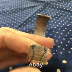 Vintage 1940s Fred Harvey Era Coin Silver Navajo Bracelet Cuff Stamped Native