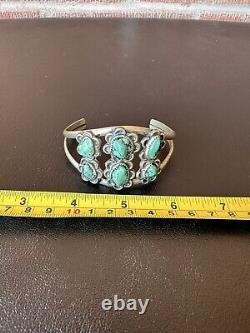 Vintage 1950s Kingman Turquoise Bracelet Authentic Native American Jewelry