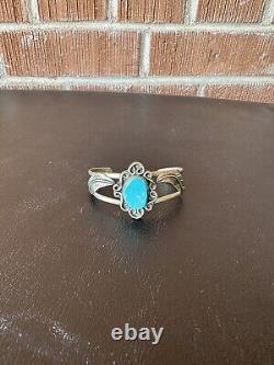 Vintage 1950s Turquoise Cuff Bracelet Sterling Silver Native American Jewelry