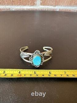 Vintage 1950s Turquoise Cuff Bracelet Sterling Silver Native American Jewelry