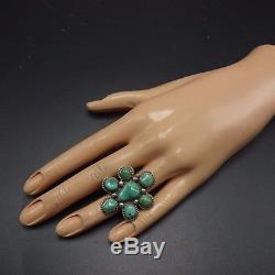 Vintage 1960s NAVAJO Sterling Silver & TURQUOISE Cluster RING, size 7