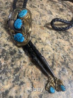 Vintage 1970s Native American Zuni Sterling Silver Bolo Tie Jewelry