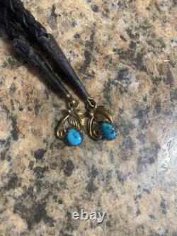 Vintage 1970s Native American Zuni Sterling Silver Bolo Tie Jewelry