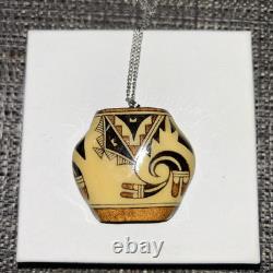 Vintage 1980s Laguna Pueblo Wood Pottery Necklace. Ultra Rare