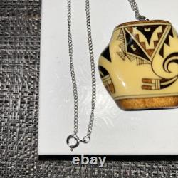 Vintage 1980s Laguna Pueblo Wood Pottery Necklace. Ultra Rare