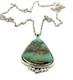 Vintage 24 Navajo 925 Sterling Silver Green Royston Turquoise Pendant, 37.7g