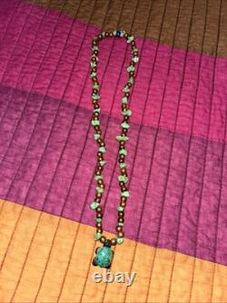 Vintage 24. Penobscot Hand Made Beads + Turquoise Necklace