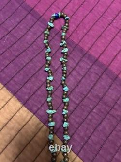 Vintage 24. Penobscot Hand Made Beads + Turquoise Necklace