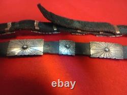 Vintage 27 Sterling Silver Native American Navajo Sunburst Concho Hat Band Belt