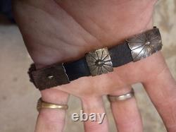 Vintage 27 Sterling Silver Native American Navajo Sunburst Concho Hat Band Belt