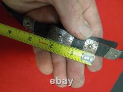 Vintage 27 Sterling Silver Native American Navajo Sunburst Concho Hat Band Belt