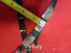 Vintage 27 Sterling Silver Native American Navajo Sunburst Concho Hat Band Belt
