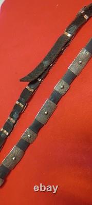 Vintage 27 Sterling Silver Native American Navajo Sunburst Concho Hat Band Belt