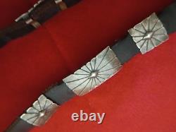 Vintage 27 Sterling Silver Native American Navajo Sunburst Concho Hat Band Belt