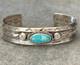 Vintage 30's Native American Navajo Turquoise Carinated Rope Sterling Bracelet