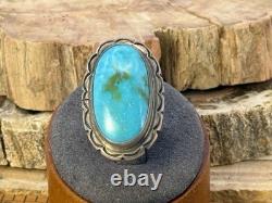 Vintage 3 Hogans Navajo Sterling Silver Blue Turquoise ring sz 6-2885.25