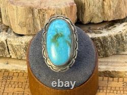 Vintage 3 Hogans Navajo Sterling Silver Blue Turquoise ring sz 6-2885.25