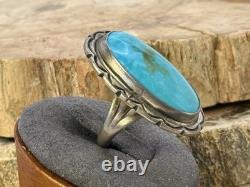 Vintage 3 Hogans Navajo Sterling Silver Blue Turquoise ring sz 6-2885.25