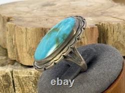 Vintage 3 Hogans Navajo Sterling Silver Blue Turquoise ring sz 6-2885.25
