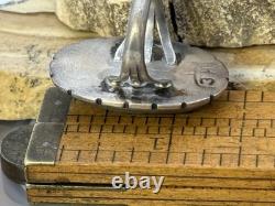 Vintage 3 Hogans Navajo Sterling Silver Blue Turquoise ring sz 6-2885.25