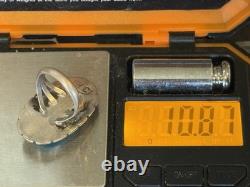 Vintage 3 Hogans Navajo Sterling Silver Blue Turquoise ring sz 6-2885.25