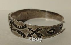 Vintage 40's Navajo Indian Silver Cerrillos Turquoise Thunderbird Cuff Bracelet