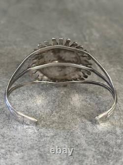 Vintage 40s Native American Zuni Petit point Turquoise Cluster Sterling Bracelet