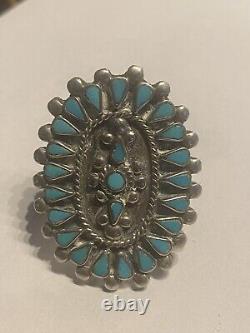 Vintage 50's Native American ZUNI Indian Sterling Turquoise RING size 6 Jewelry