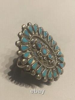 Vintage 50's Native American ZUNI Indian Sterling Turquoise RING size 6 Jewelry