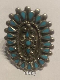 Vintage 50's Native American ZUNI Indian Sterling Turquoise RING size 6 Jewelry