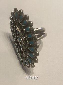 Vintage 50's Native American ZUNI Indian Sterling Turquoise RING size 6 Jewelry