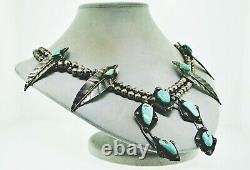 Vintage 60's Navajo Jewelry Silver & Turquoise Necklace Fantastic