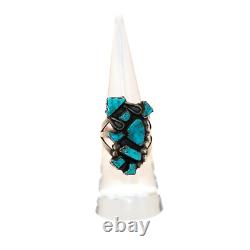 Vintage 60s-70s Zuni Turquoise Yei Dancer Ring Size 5.5 Native American Western